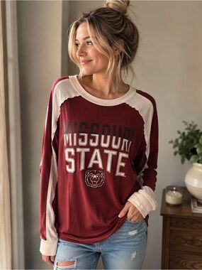 Missouri State Bears G-III Burgundy Cream Raglan Long Sleeve Shirt S